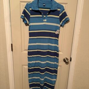 Old Navy Blue and Yellow Striped Polo Dress